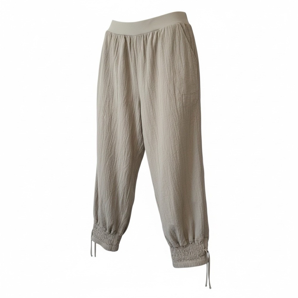 Women's Ursime Smocked Cuff Harem Pant Tan Oversized Lagen look Size XL Boho